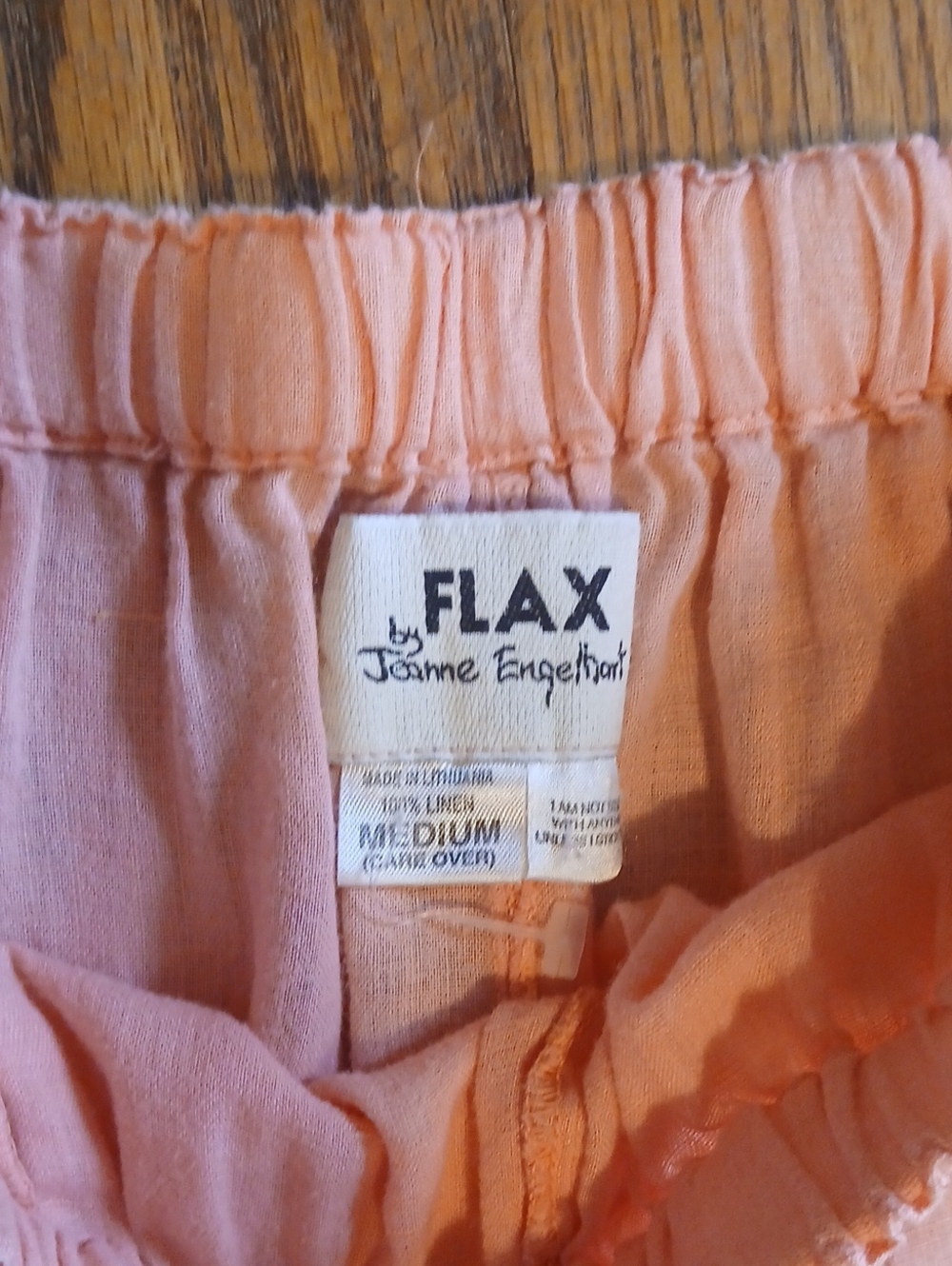 GUC Flax 100% Linen Baloon Type Wide Leg Color Coral Size Medium